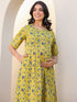 Lime Pure Cotton Floral Printed A-line Maternity Co-ord Set